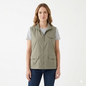 Northern Reflections Green Utility Cargo Vest Outdoor Coastal Gorpcore Womens XL